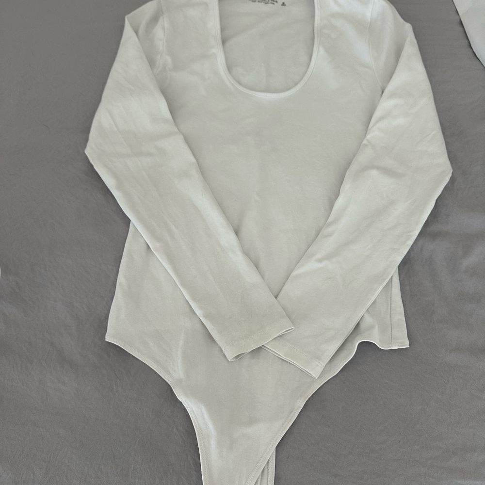 White Abercrombie Long Sleeve Bodysuit